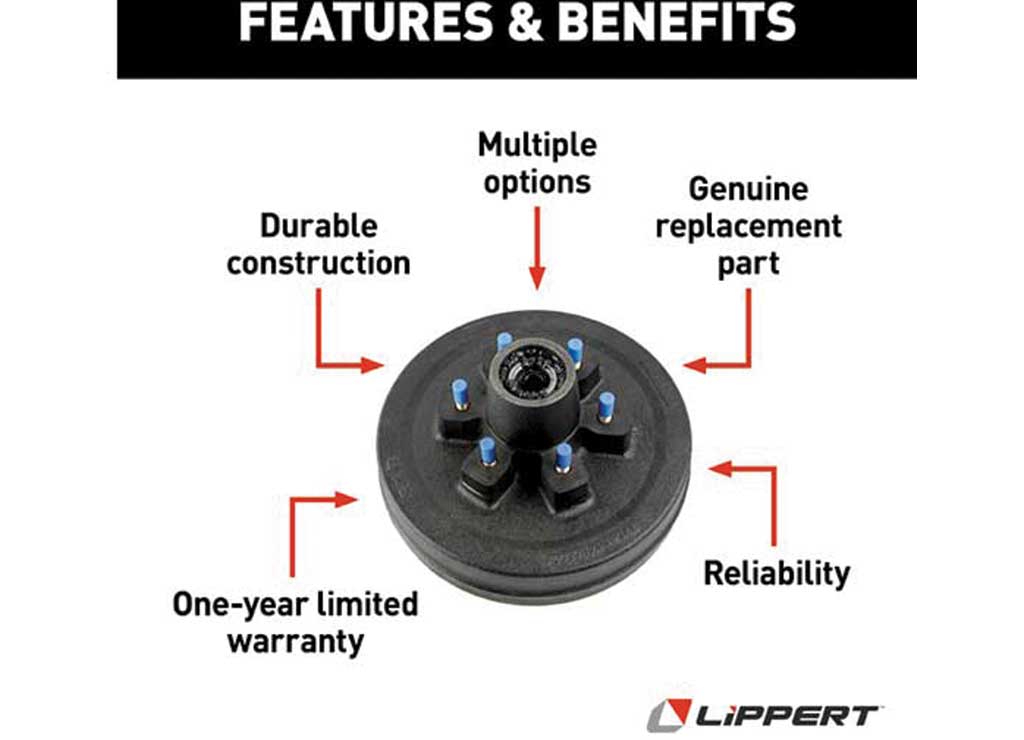 Lippert Components Trailer Hub Assembly 6 on 5.5 inch Bolt Pattern 3500 lb Axle