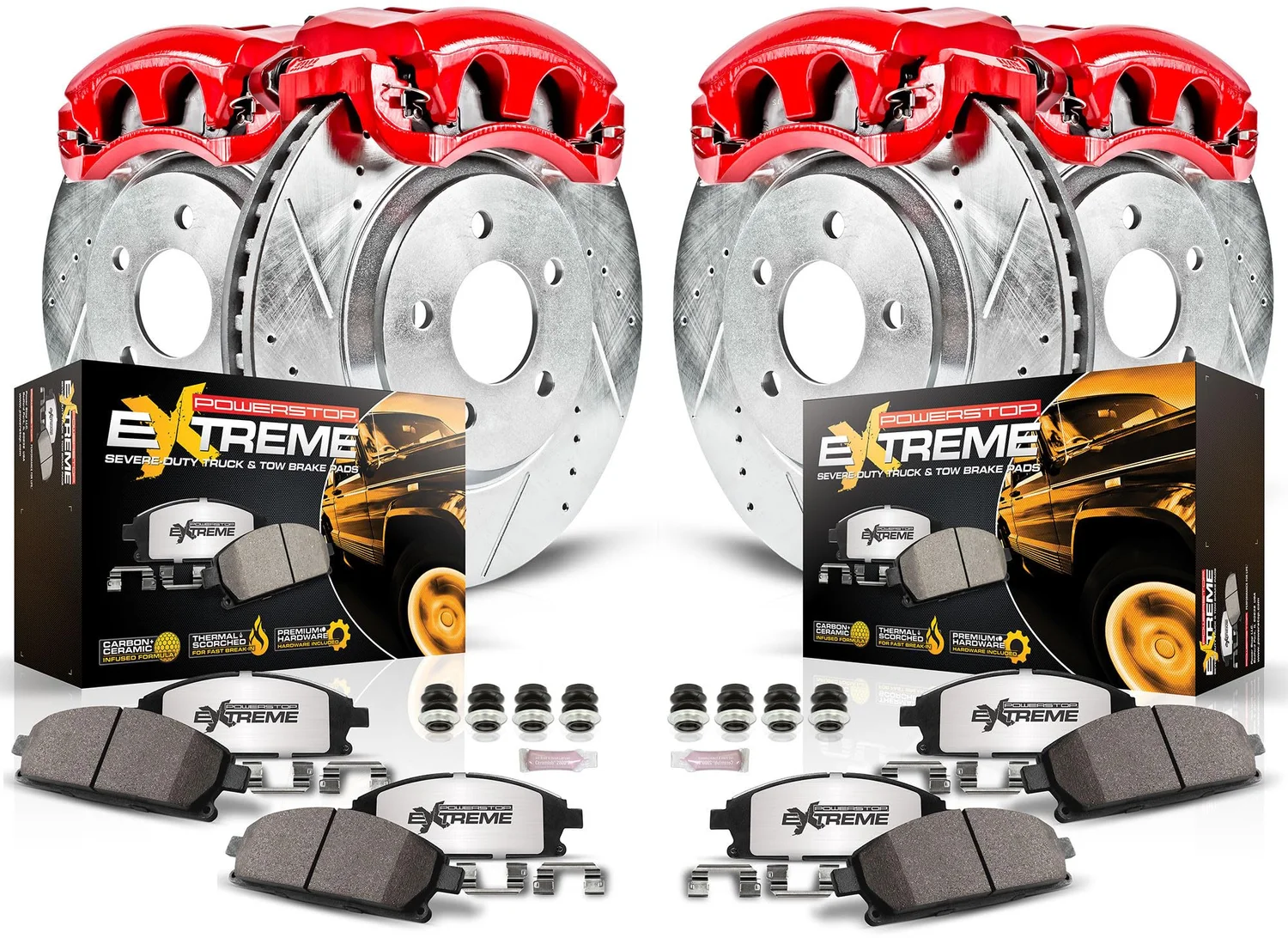 PowerStop Z36 Truck & Tow Kit With Calipers For 2013-2022 Ford F250 F350 Super Duty Front Rear